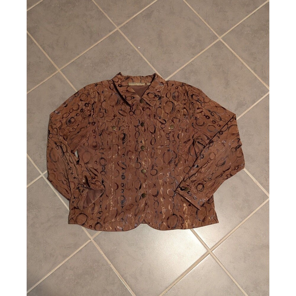 Women’s Bamboo Traders SZ L Jacket Microfiber Collar Brass Snaps Pockets - Picture 11 of 11
